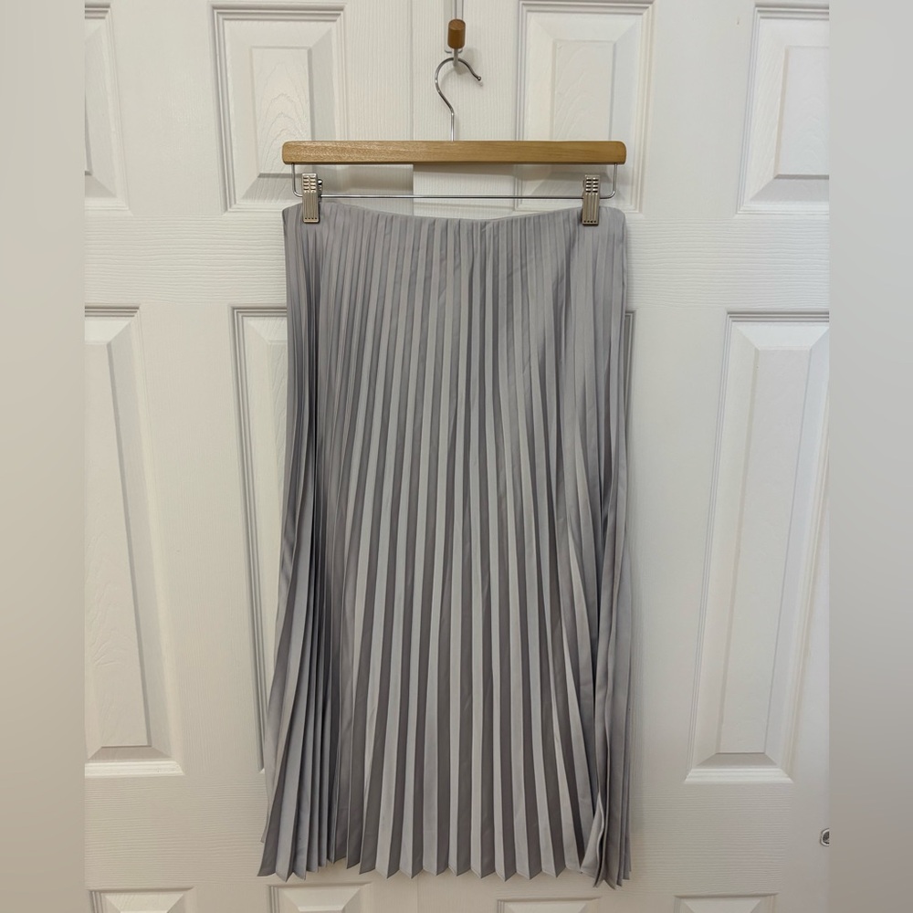 J. Crew Elegant ‘Gwyneth’ Silver Pleated Midi Skirt
